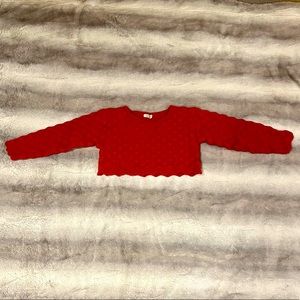 Vintage Cropped Red Japanese Brand Thick 100% Wool Sweater Size XS